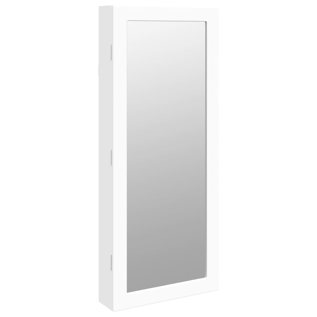 Mirror jewelry cabinet with LED lighting wall mounting white
