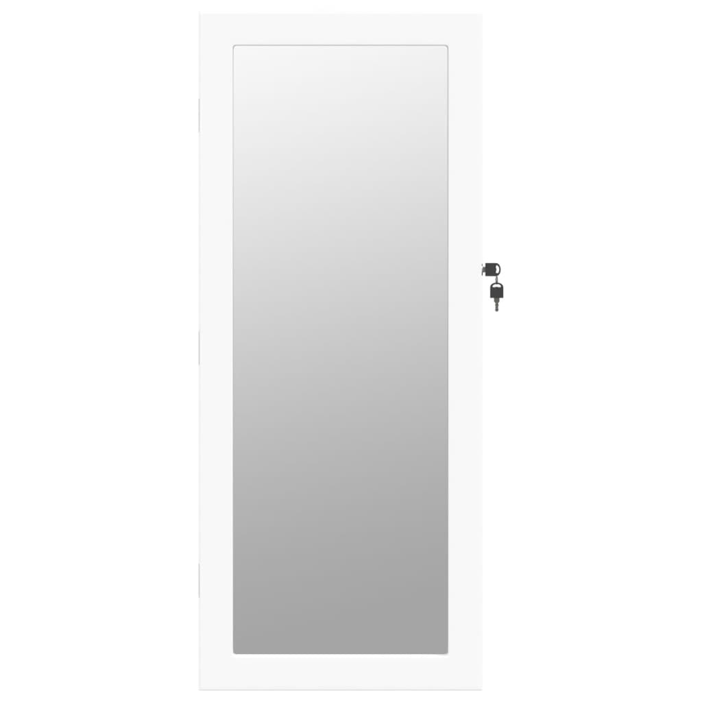 Mirror jewelry cabinet with LED lighting wall mounting white