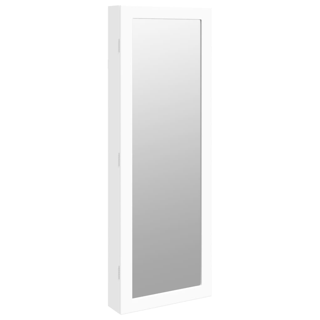 Mirror jewelry cabinet with LED lighting wall mounting white