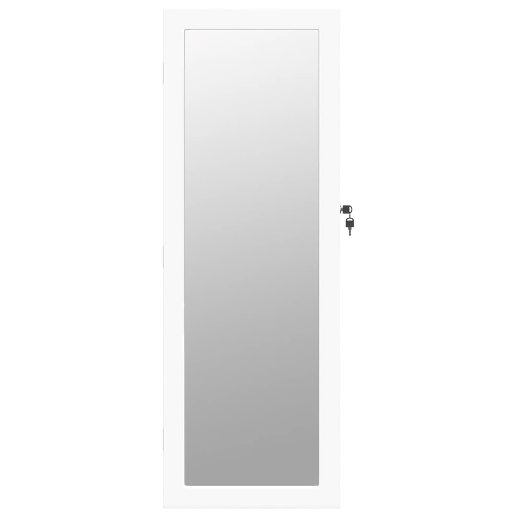 Mirror jewelry cabinet with LED lighting wall mounting white