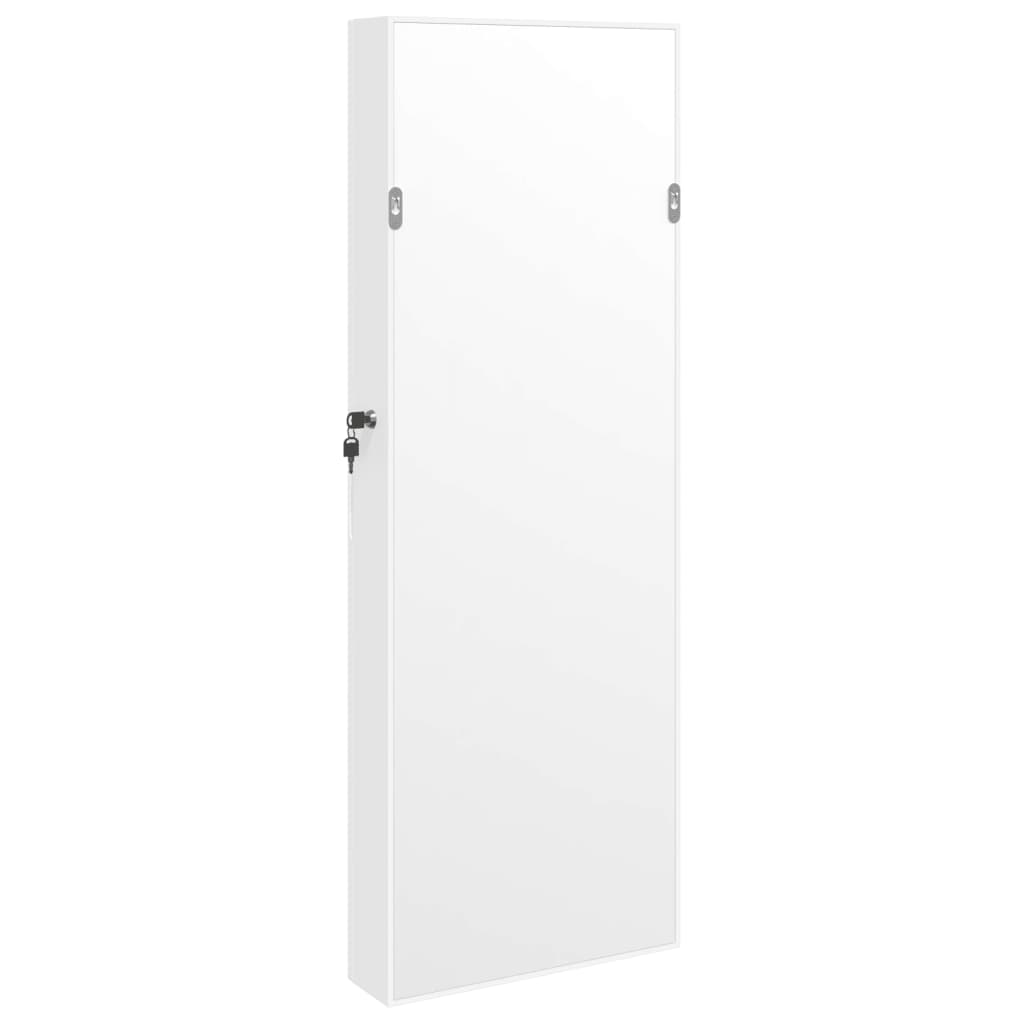 Mirror jewelry cabinet with LED lighting wall mounting white