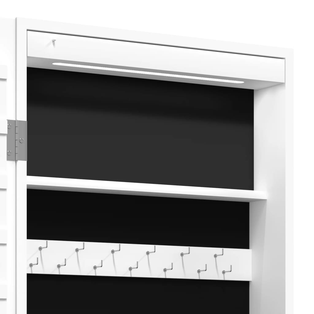 Mirror jewelry cabinet with LED lighting wall mounting white
