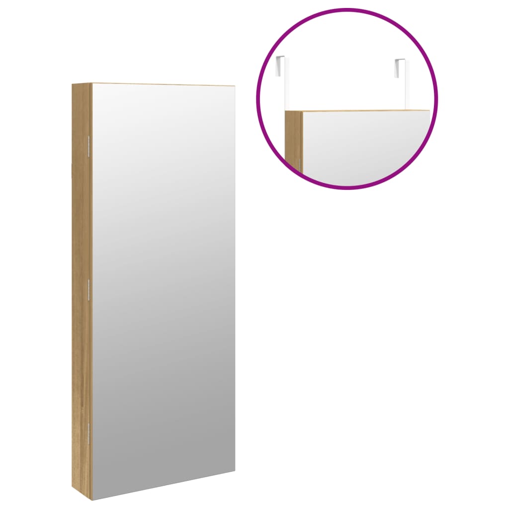Armoire à bijoux miroir avec éclairage LED, fixation murale