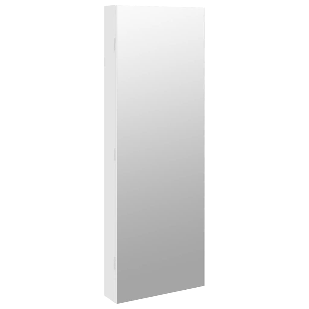 Mirror jewelry cabinet with LED lighting wall mounting white