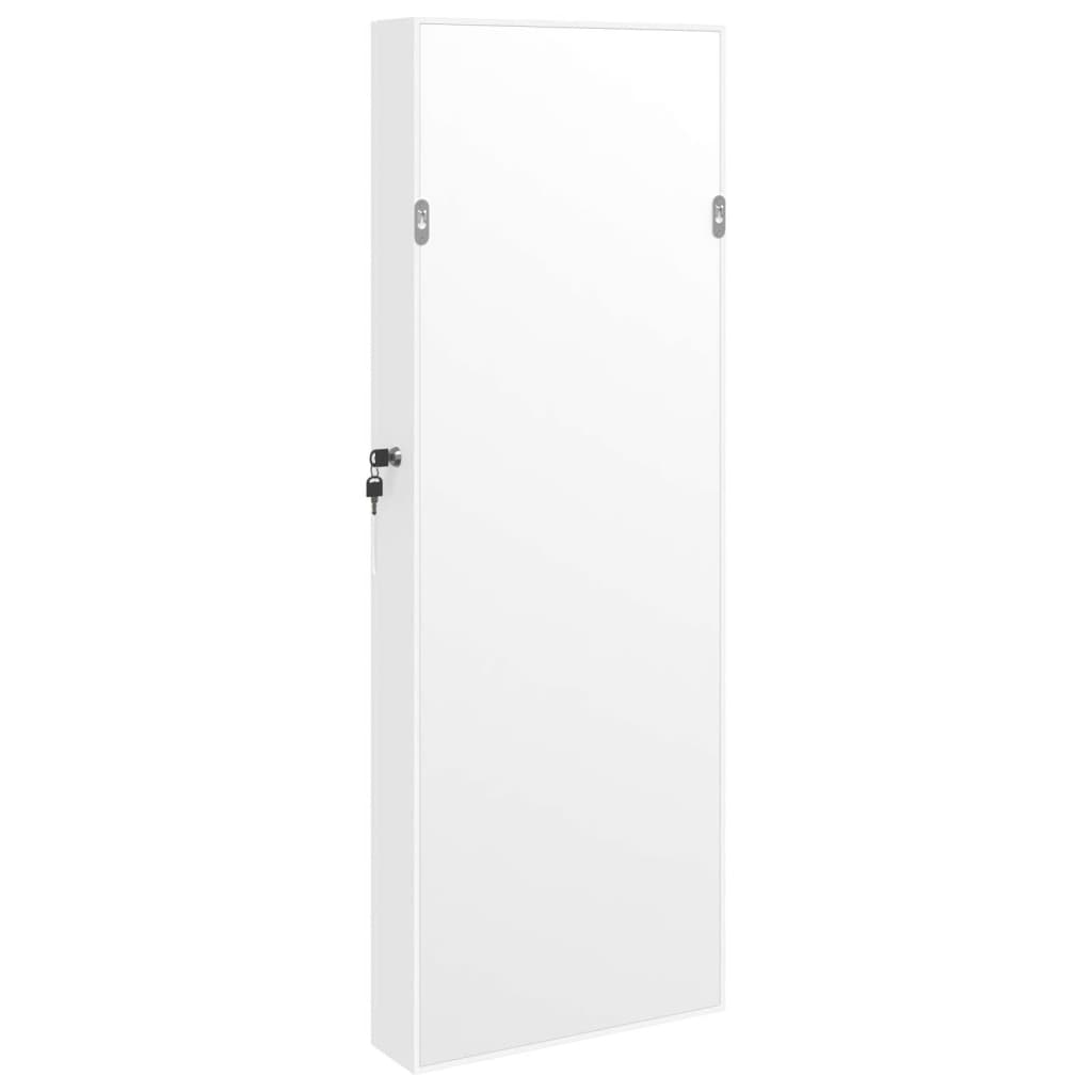 Mirror jewelry cabinet with LED lighting wall mounting white