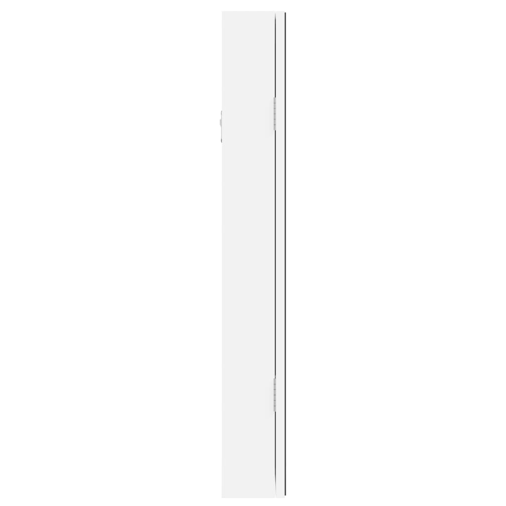 Mirror jewelry cabinet with LED lighting wall mounting white