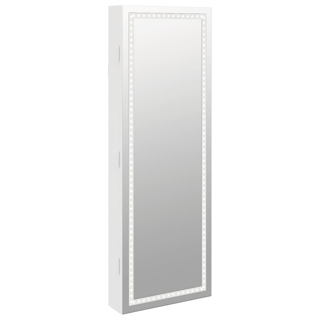 Mirror jewelry cabinet with LED lighting wall mounting white