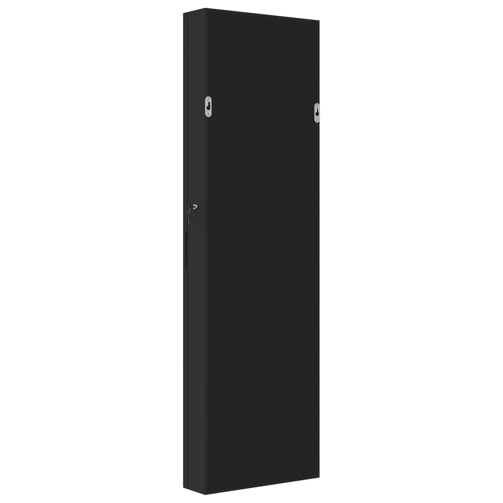 Armoire à bijoux avec miroir avec éclairage LED, fixation murale, noir