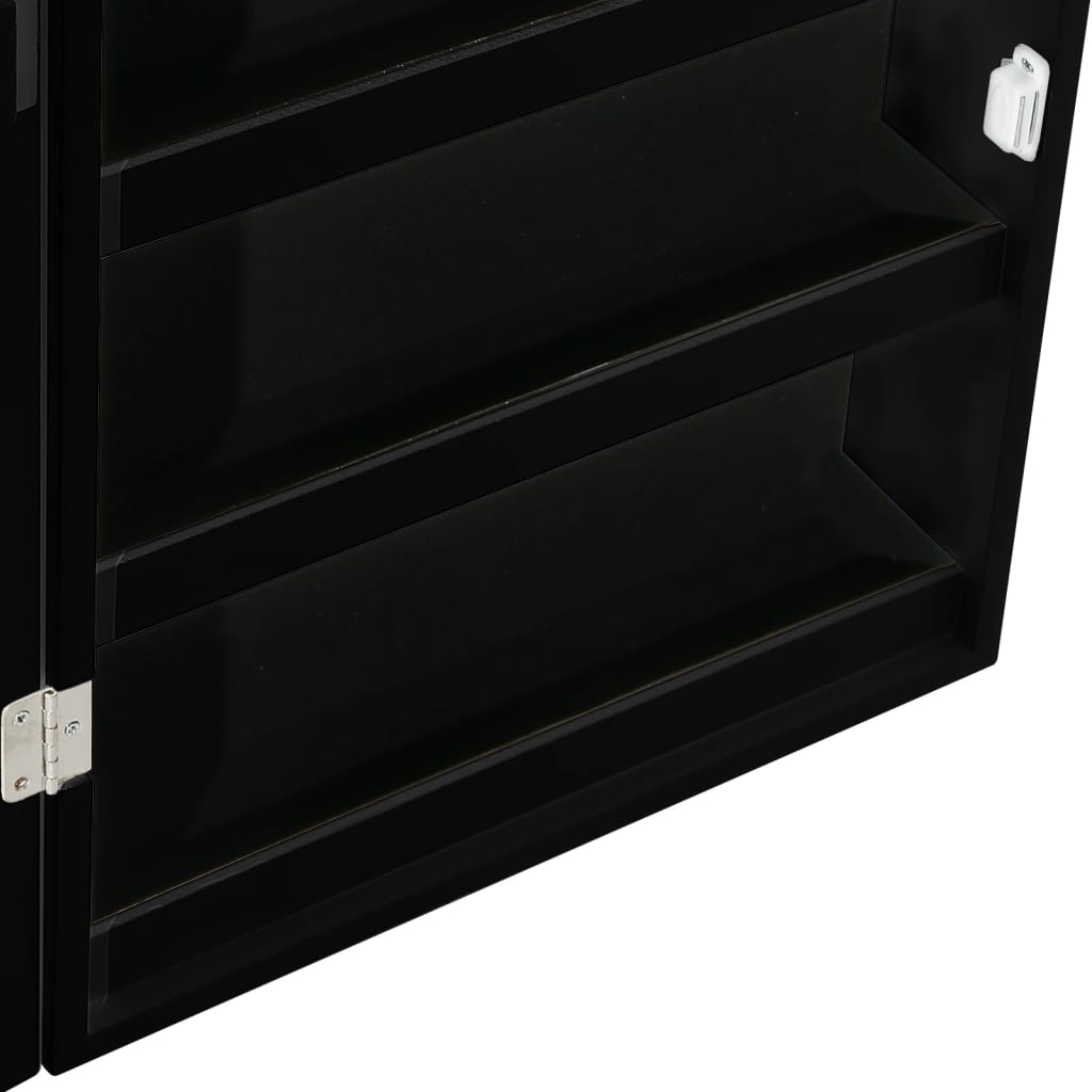 Armoire à bijoux avec miroir avec éclairage LED, fixation murale, noir