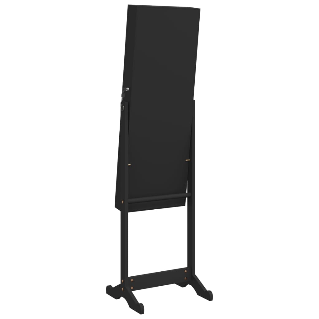 Armoire à bijoux avec miroir et éclairage LED sur pied noir