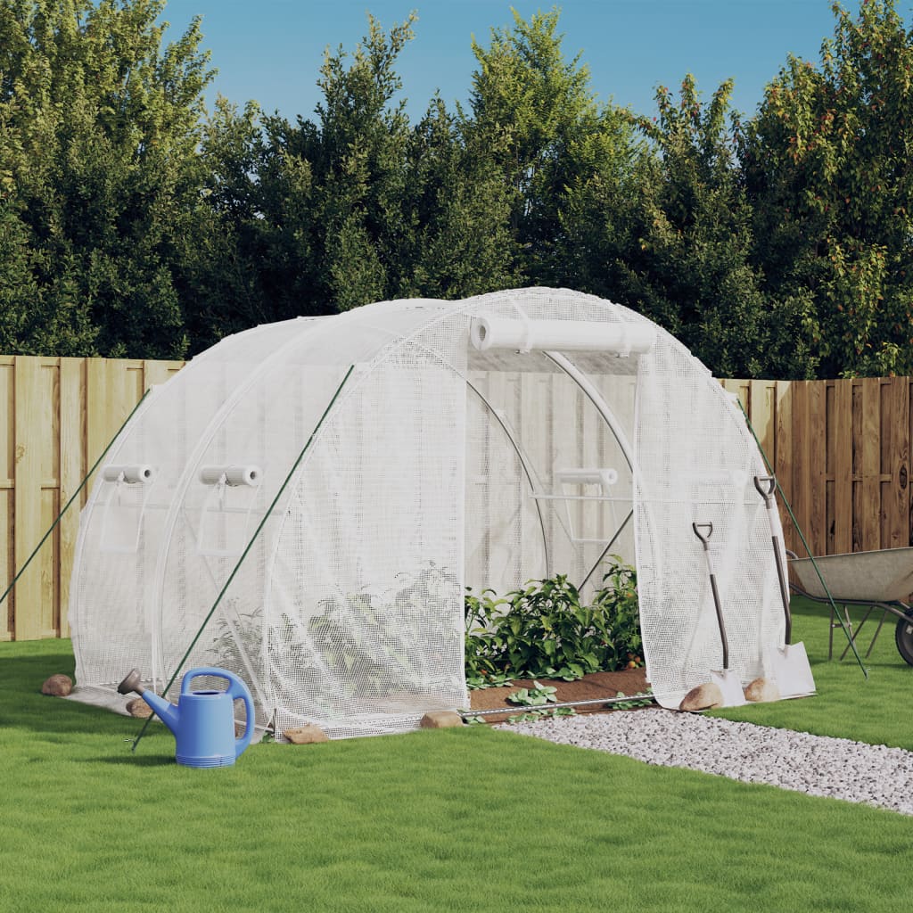 Greenhouse with steel frame white 6 m² 3x2x2 m