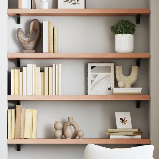 Etagère murale marron clair 80x20x4 cm chêne massif bois traité