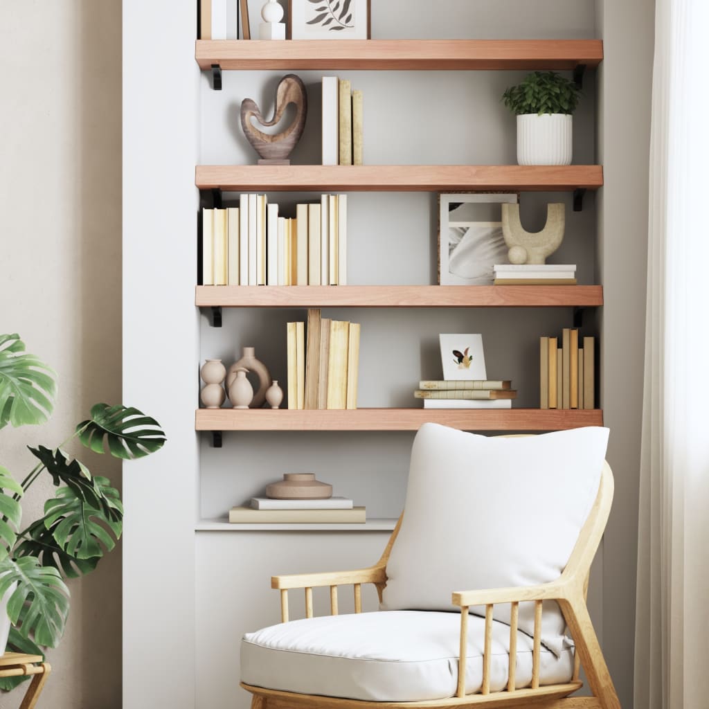 Etagère murale marron clair 80x30x(2-6) cm chêne massif bois traité