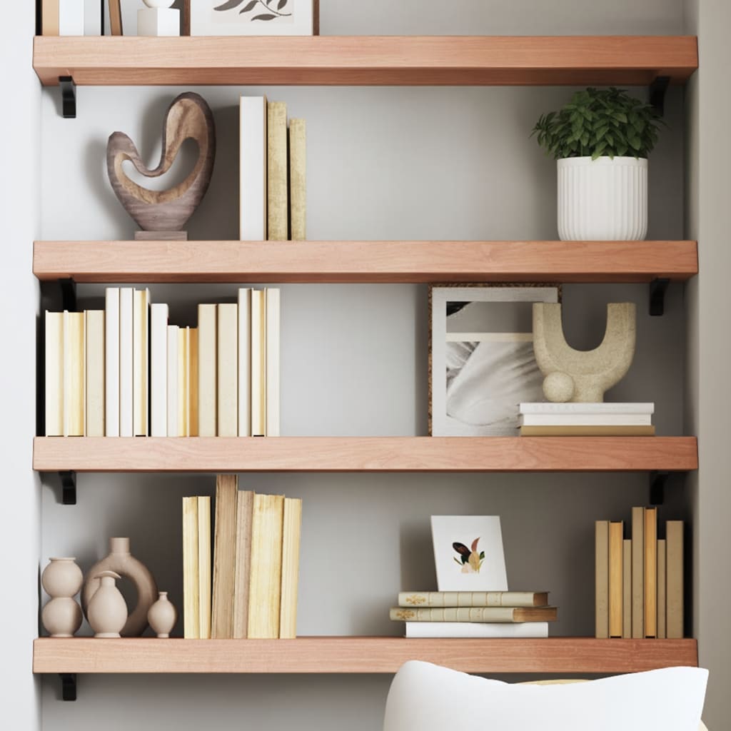 Etagère murale marron clair 80x30x(2-6) cm chêne massif bois traité