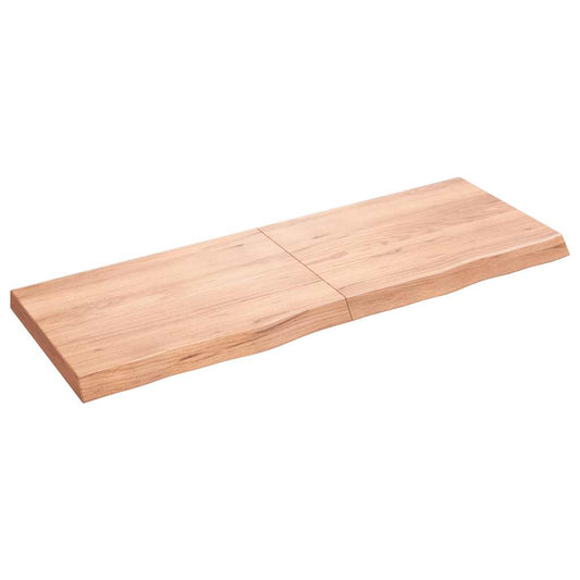 Etagère murale marron clair 140x50x(2-6) cm chêne massif bois traité