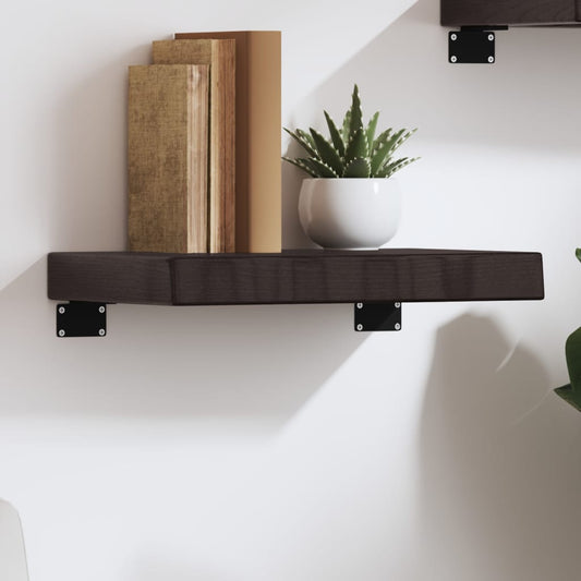 Etagère murale marron foncé 40x30x(2-6) cm chêne massif bois traité