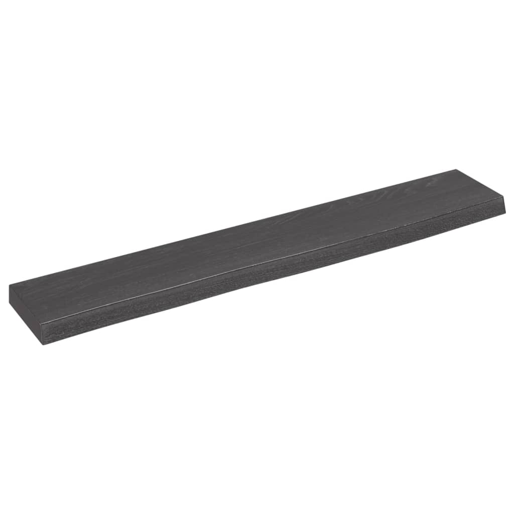 Wall shelf dark brown 60x10x2 cm solid oak treated wood