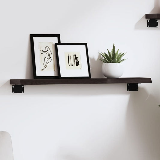 Etagère murale marron foncé 60x10x2 cm chêne massif bois traité