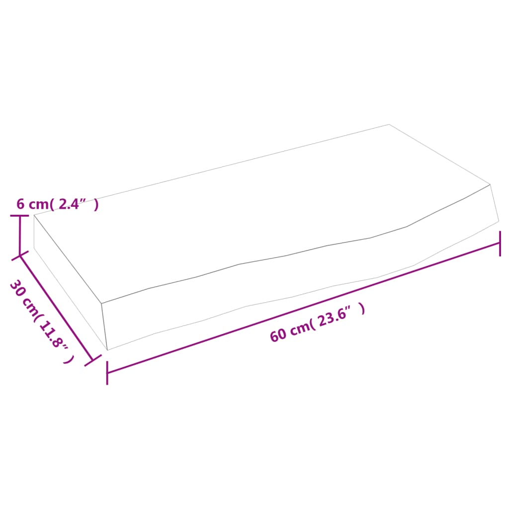 Wall shelf dark brown 60x30x(2-6) cm solid oak treated