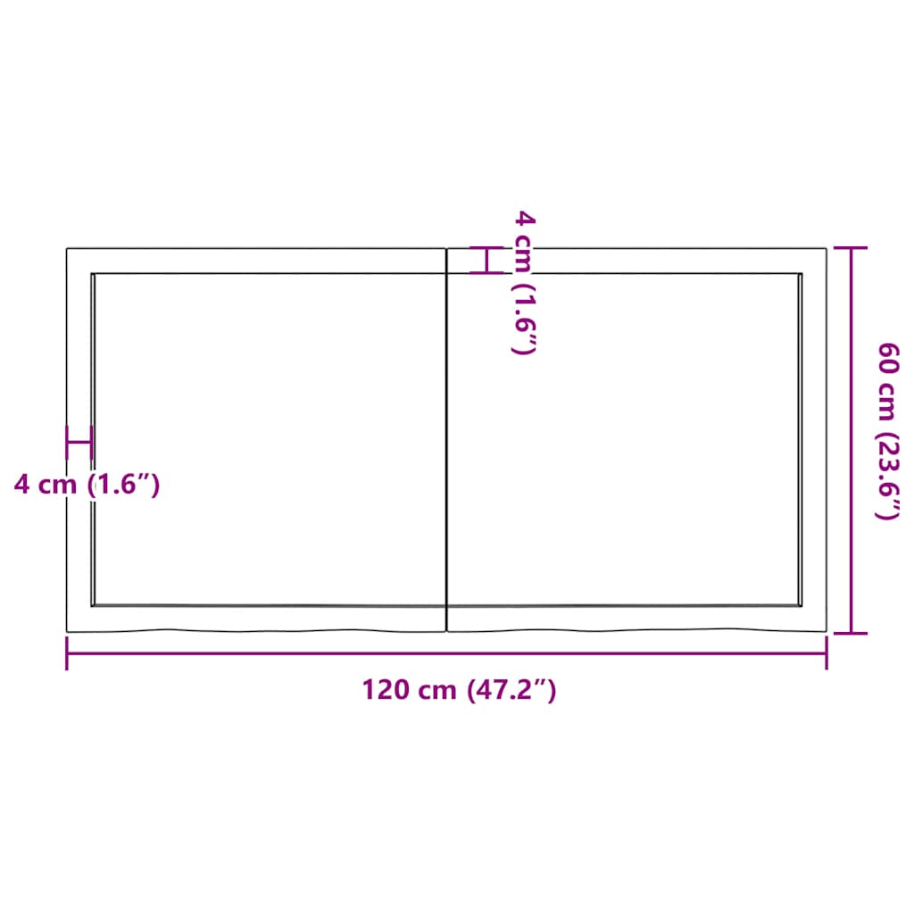 Wall shelf dark brown 120x60x(2-6)cm solid oak treated wood