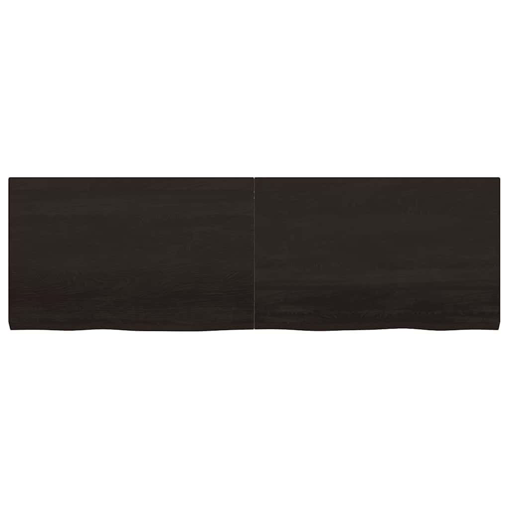 Wall shelf dark brown 160x50x(2-4)cm solid oak treated wood