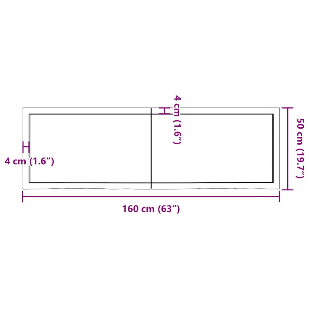 Wall shelf dark brown 160x50x(2-4)cm solid oak treated wood