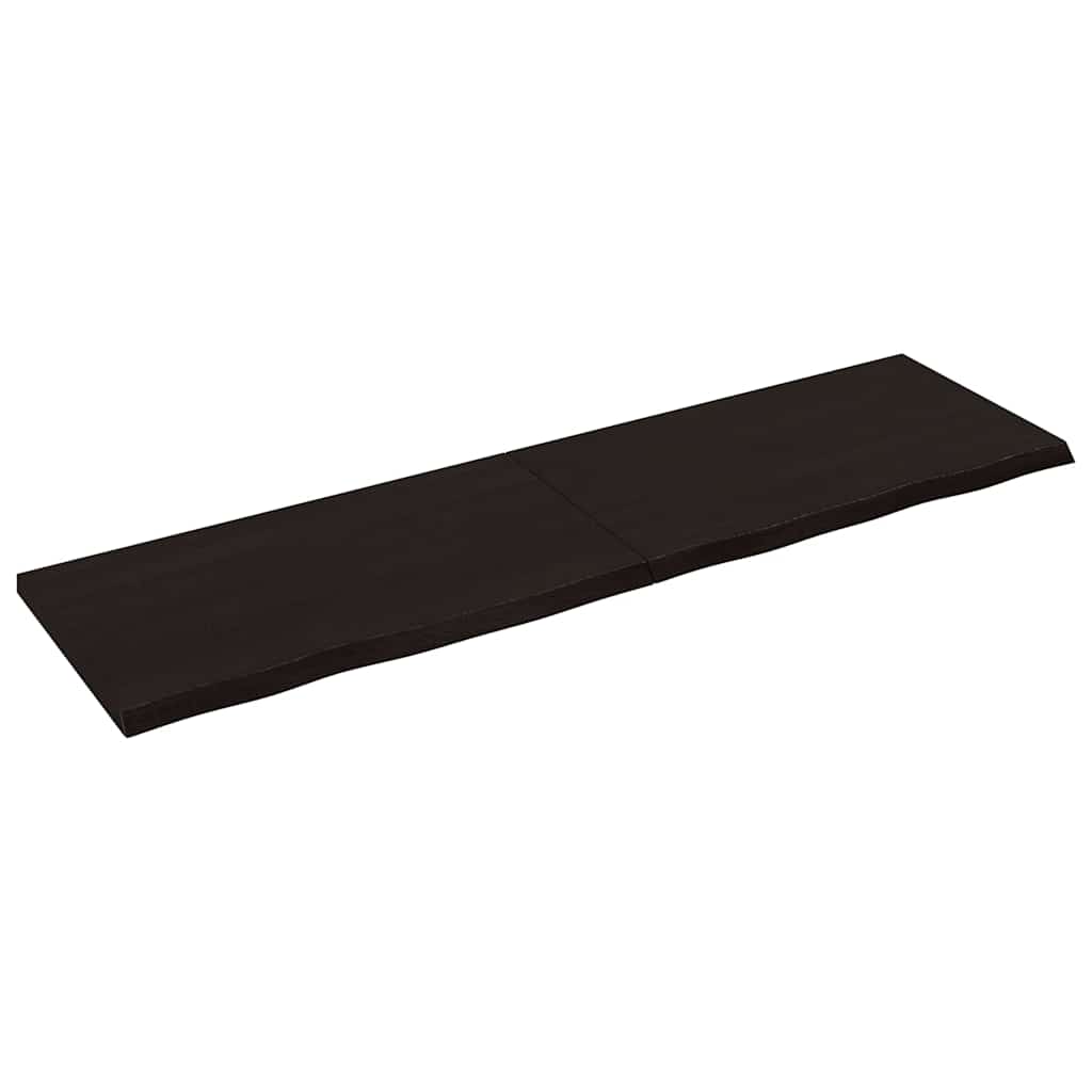 Wall shelf dark brown 180x50x(2-4)cm solid oak treated wood