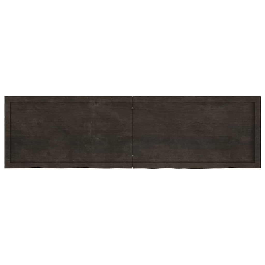 Wall shelf dark brown 180x50x(2-4)cm solid oak treated wood