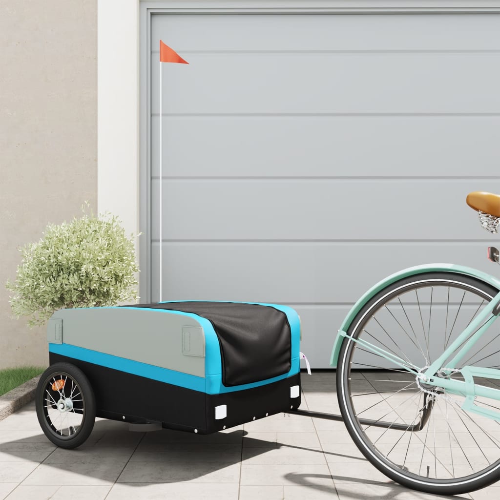 Bicycle trailer black and blue 45 kg iron
