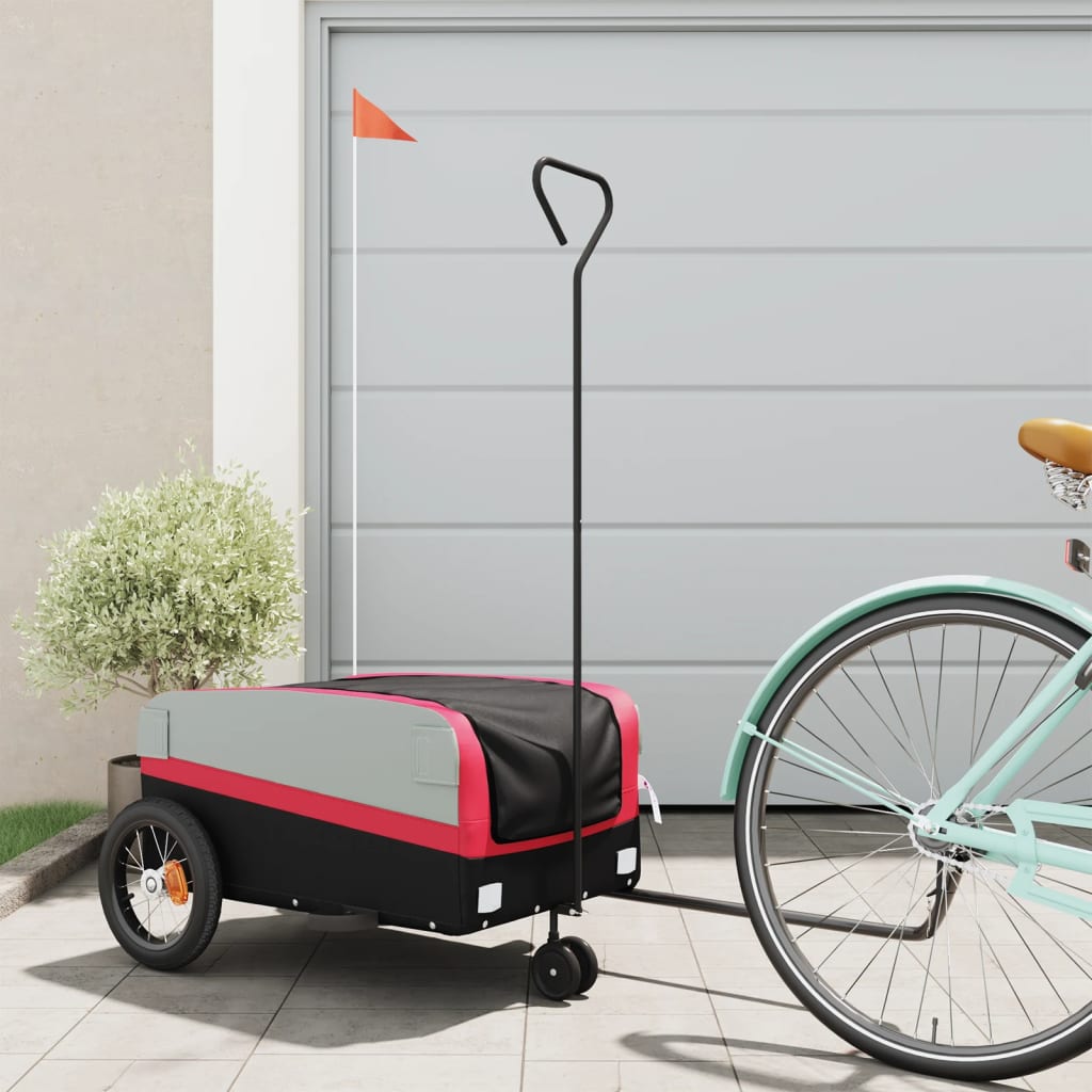 Bicycle trailer black and red 30 kg iron