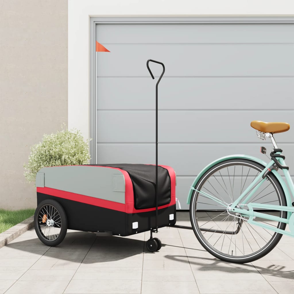 Bicycle trailer black and red 45 kg iron