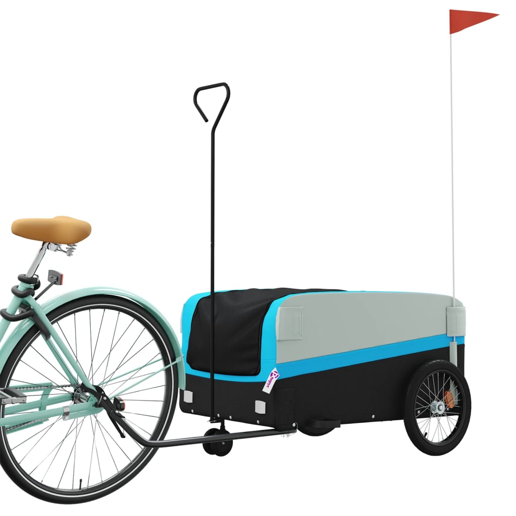 Bicycle trailer black and blue 45 kg iron