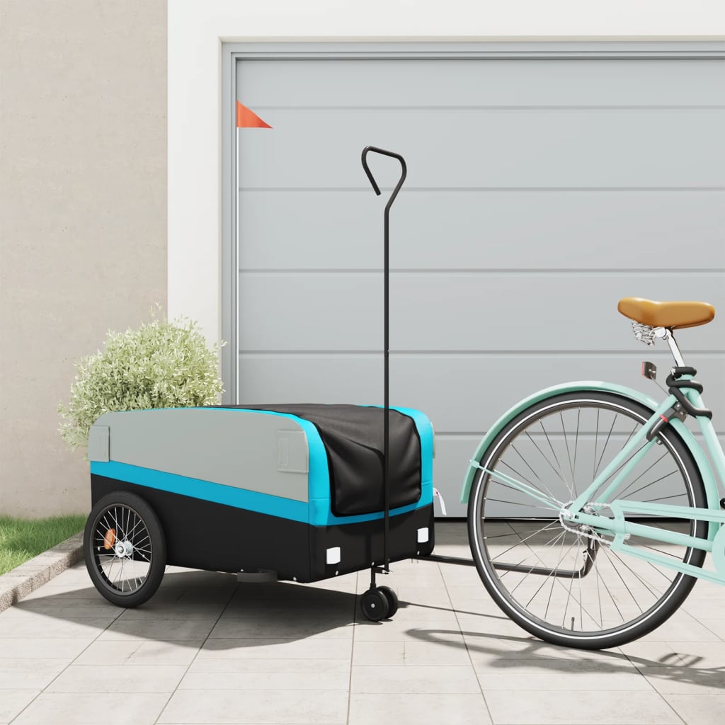 Bicycle trailer black and blue 45 kg iron