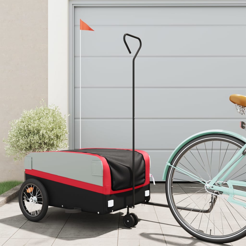 Bicycle trailer black and red 45 kg iron