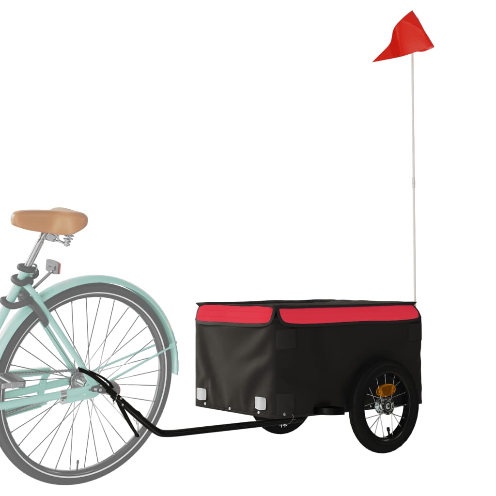 Remorque vélo noir et rouge fer 30 kg