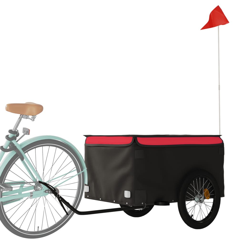 Bicycle trailer black and red 45 kg iron