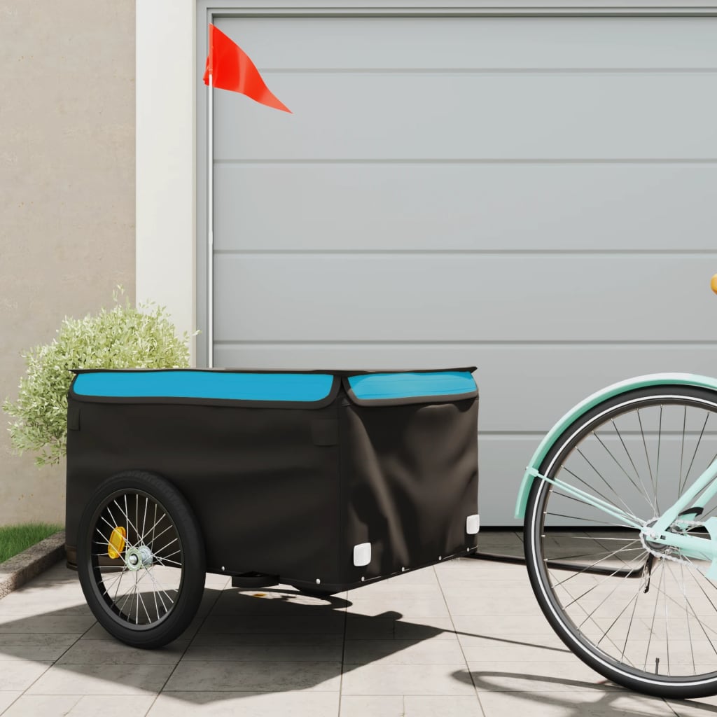 Bicycle trailer black and blue 45 kg iron