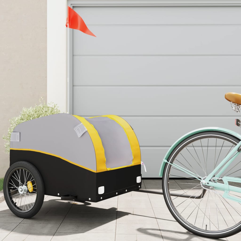 Bicycle trailer black and yellow 45 kg iron