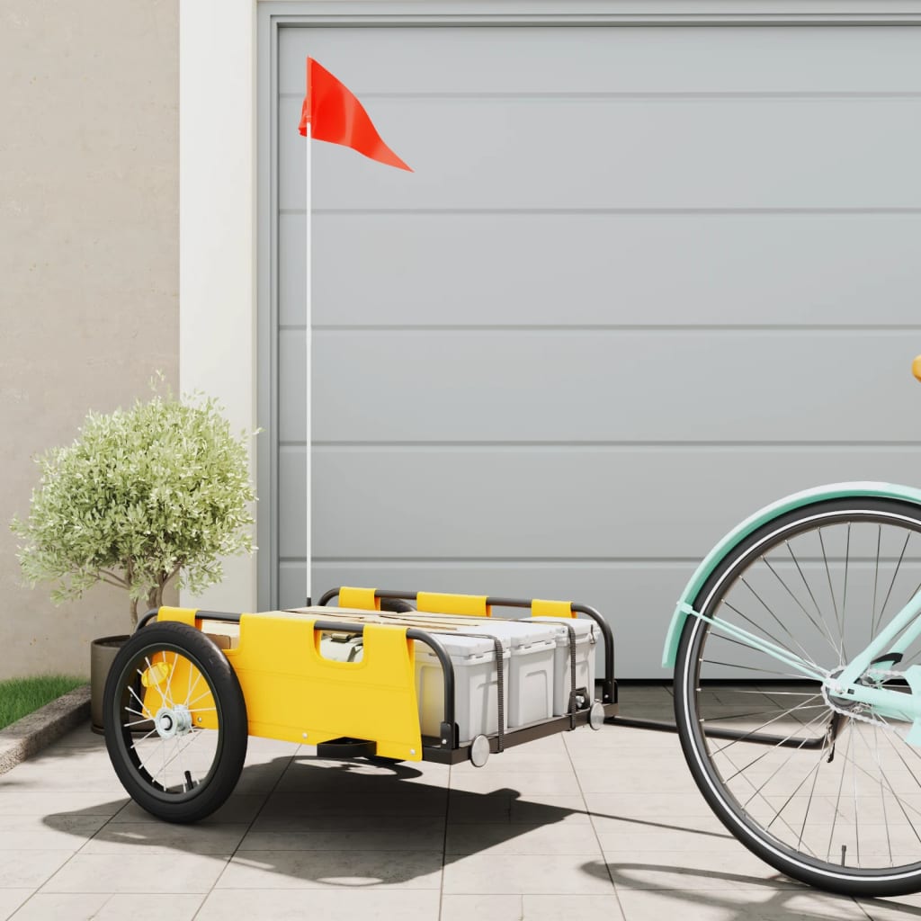 Remorque vélo tissu Oxford jaune et fer