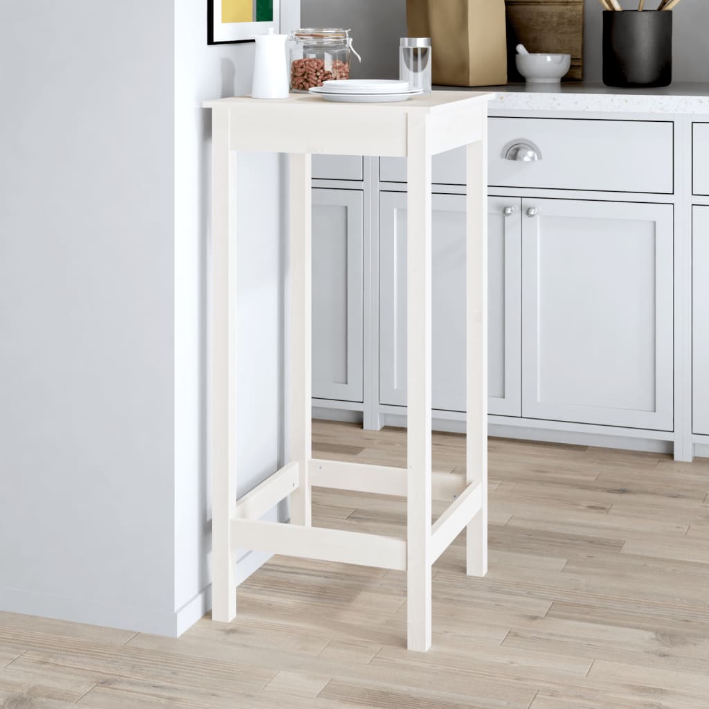 Bar table white 50x50x110 cm solid pine wood