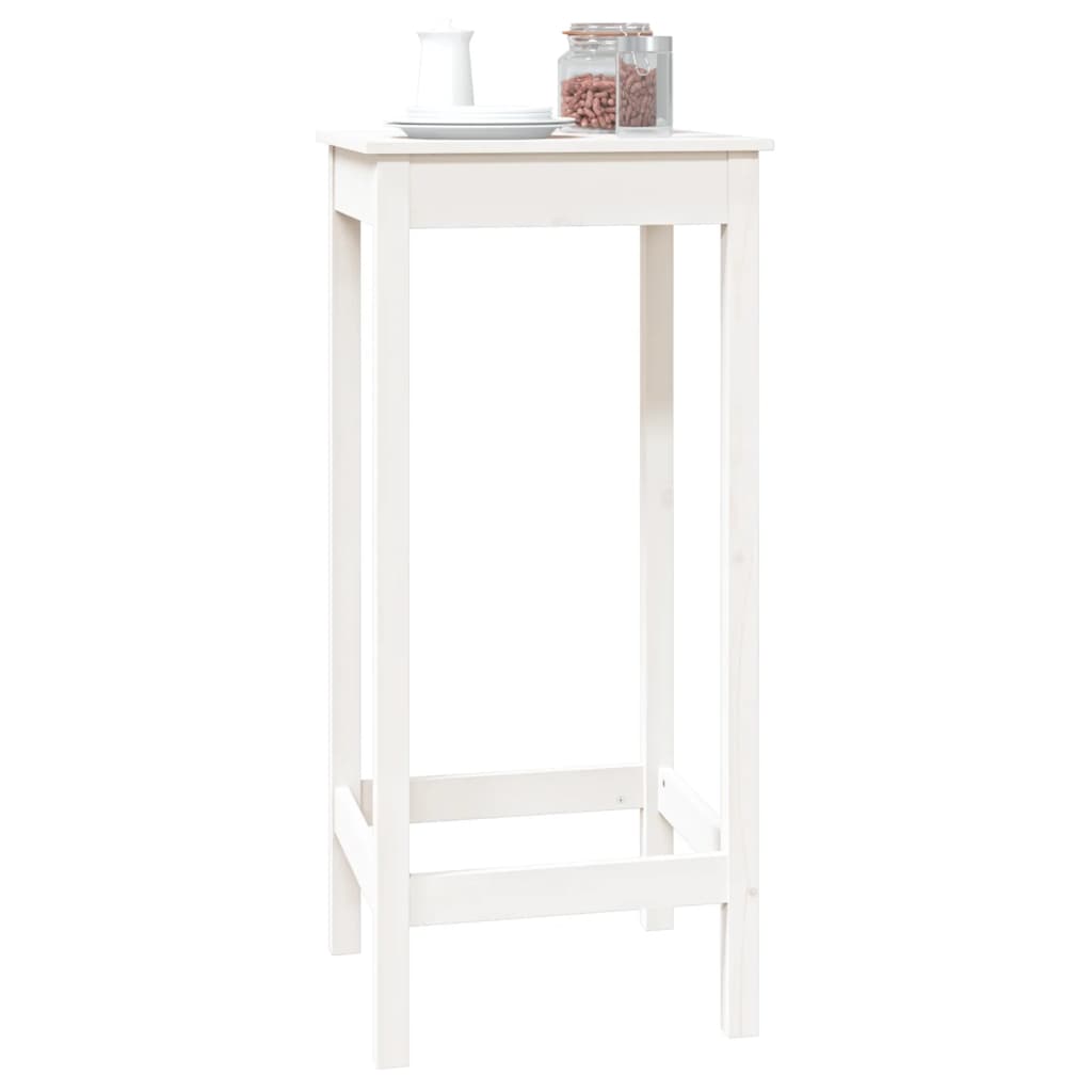 Bar table white 50x50x110 cm solid pine wood