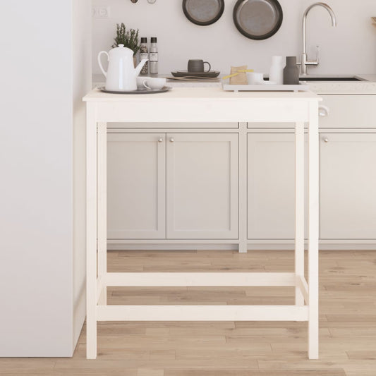 Bar table white 100x50x110 cm solid pine wood