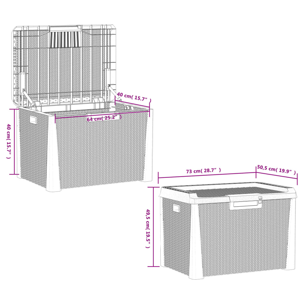 Coffre de jardin anthracite 125 L PP