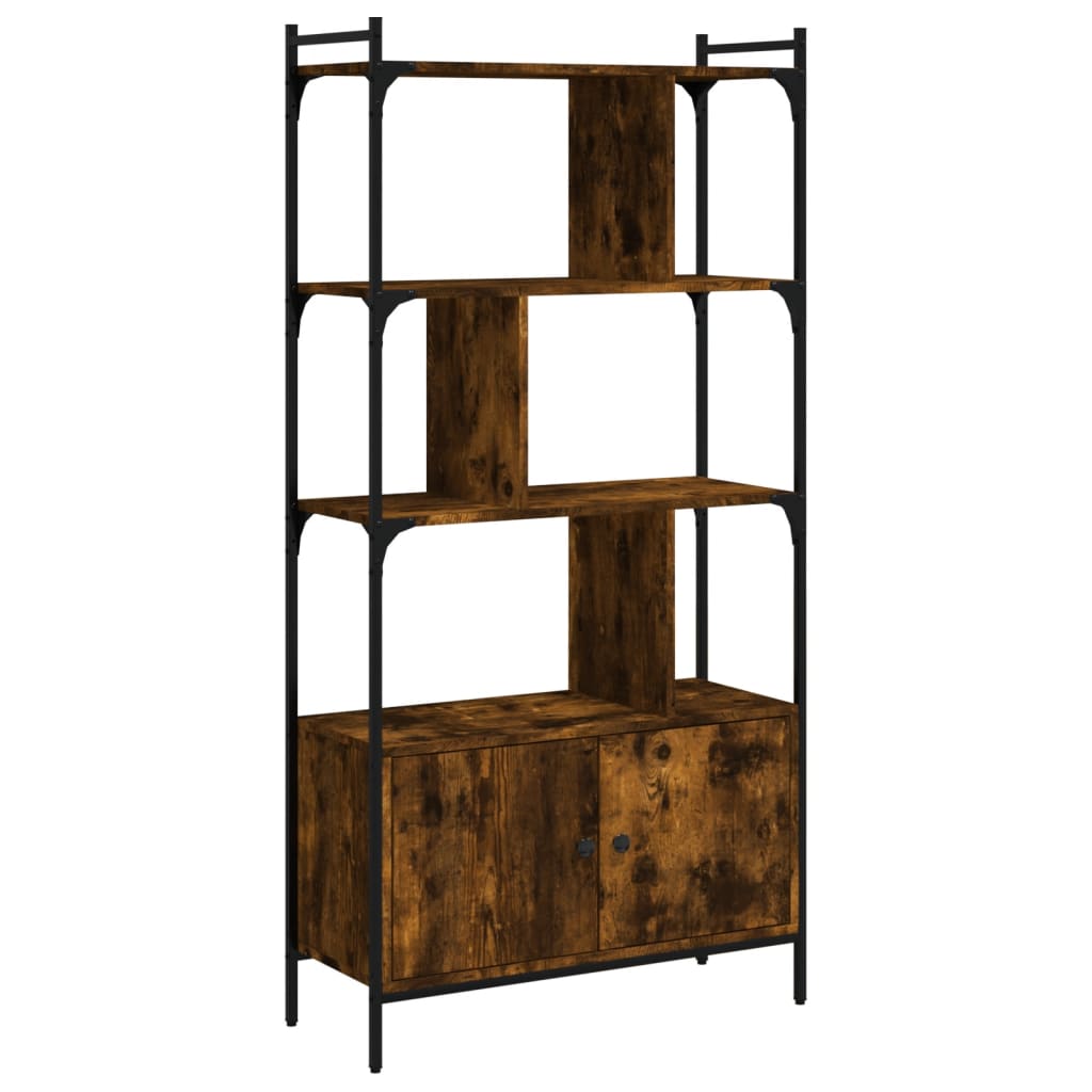 Bookcase with door smoked oak 76.5x30x154.5 cm wood material