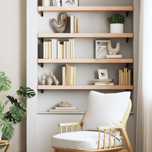 Wall shelf 80x20x4 cm solid beech wood