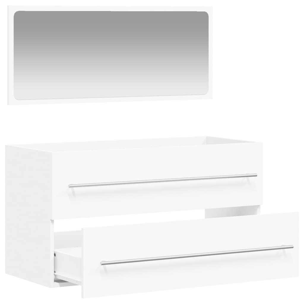 Bathroom cabinet with mirror white wood material