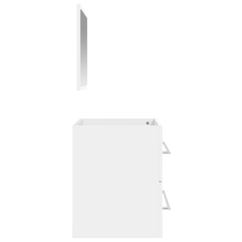Bathroom cabinet with mirror white wood material