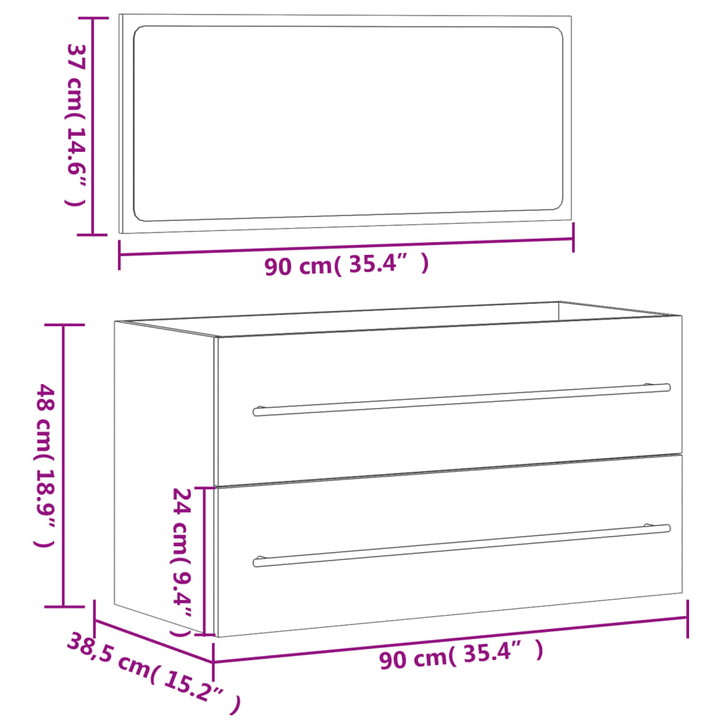 Bathroom cabinet with mirror black wood material