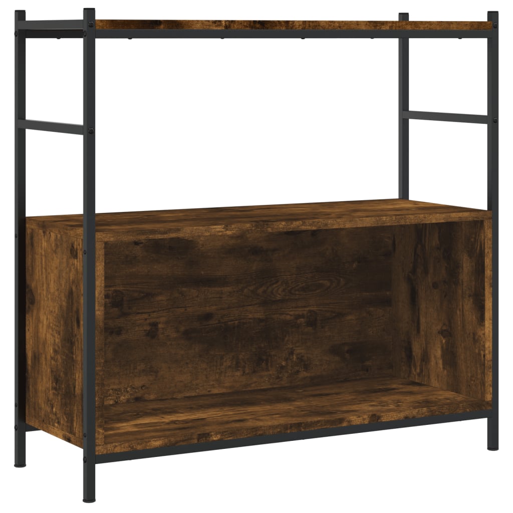 Bibliothèque chêne fumé 80x30x78,5 cm en bois et fer