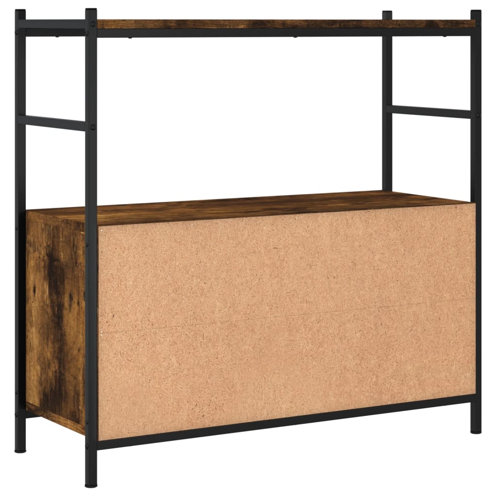 Bibliothèque chêne fumé 80x30x78,5 cm en bois et fer